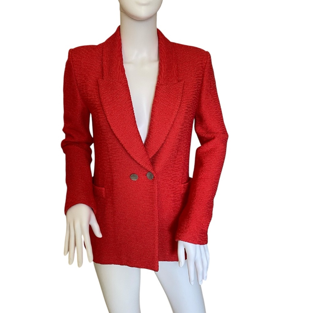 St. John Collection Red Textured Knit Blazer Jacket– Size 2